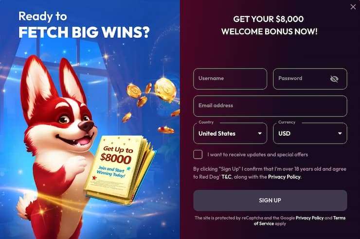 A look at the Red Dog sign-up process for US online casinos open to Indiana players.
